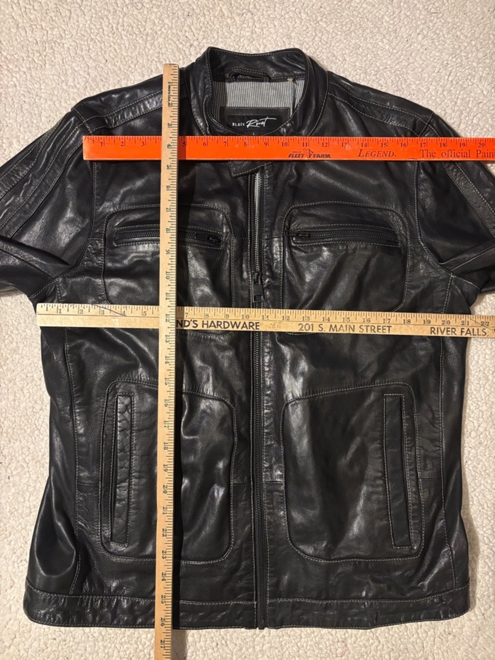 Black Rivet Black Moto-Style Men’s Large Jacket - Picture 4 of 10
